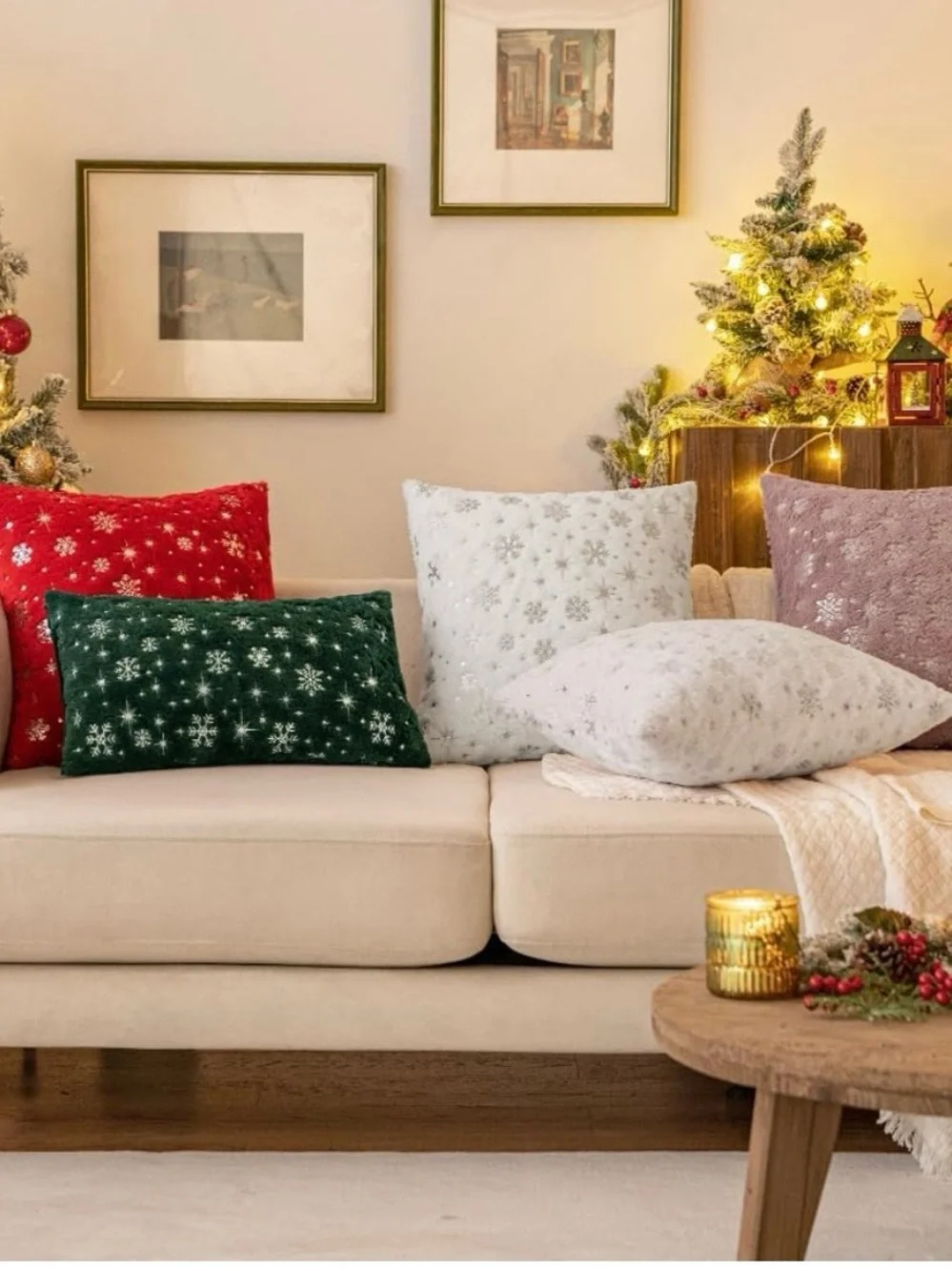 White Snowflake Decorative Throw Pillow - Holiday Accent